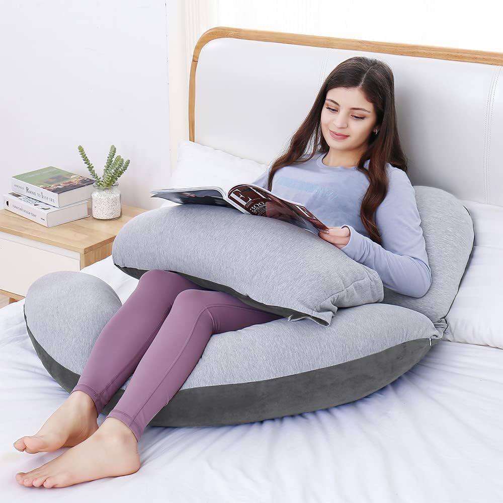 60in Full Body Pillow | Nursing, Maternity and Pregnancy Pillow | Extra Large U Shape Pillows with Detachable Side