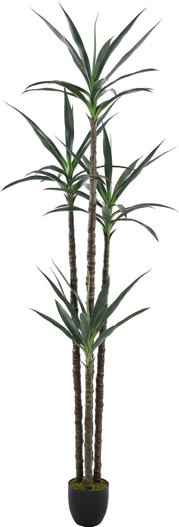 Tree 7ft Faux Agave Plant with 60 Leaves and 4 Realistic Trunks,Fake Floor Potted Artificial Tall Plants Garden Decor