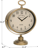 HOME Antique Table Clock, Gold Retro Desk Clock with Silent-Non-Ticking Battery Operated Rustic Desk Clock for