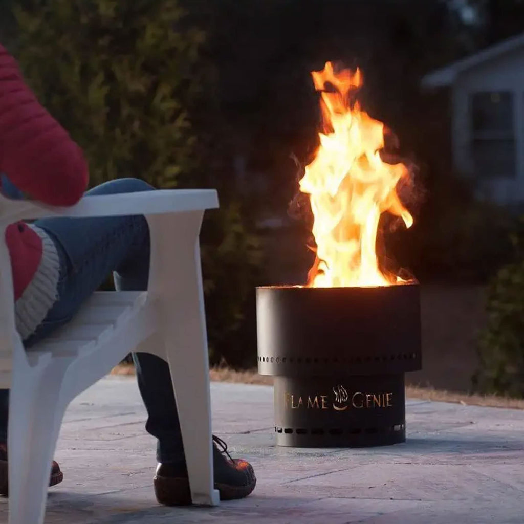 Portable Smokeless Wood Pellet Outdoor Fire Pit, 19" Diameter, Black Galvanised Steel