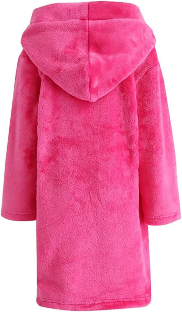 Kid Fleece Hooded Robes Girls Bathrobes Boys Soft Plush Sleepwear Toddler Fuzzy Pajamas