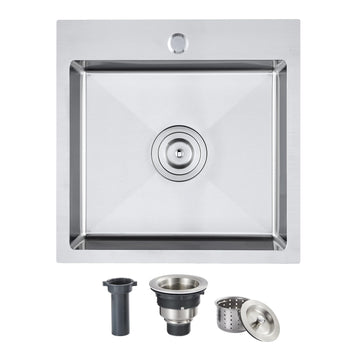 18 x 18 inch Bar Sink, Drop-in Tight Radius Brushed Stainless Steel Topmount Kitchen Sink Single Bowl