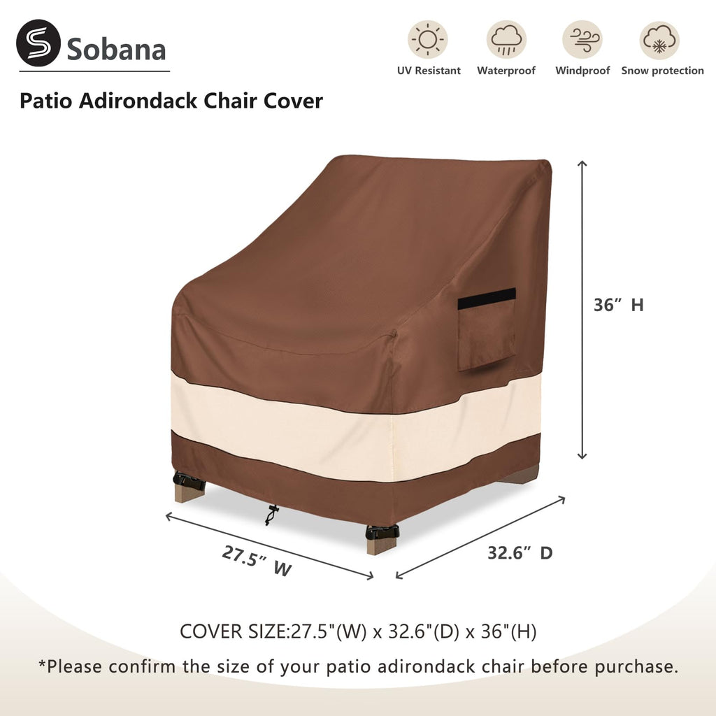 Patio Adirondack Chair Cover 27.5 x 32.5 x 36 inch, Waterproof Heavy Duty Outdoor Chair Covers, Adirondack Chair Covers