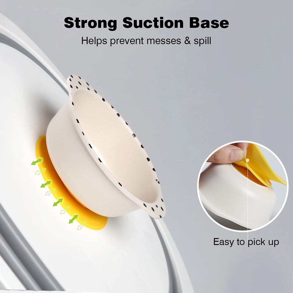 Bamboo Toddler Baby Plates and Bowls Set, 7Pcs Kids Plate Dinnerware Set
