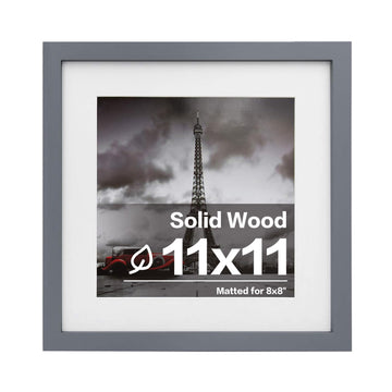 11x11 Picture Frame Display Pictures 4x4 or 8x8 with Mat or 11x11 Without Mat Made of Solid Wood with Plexiglass for