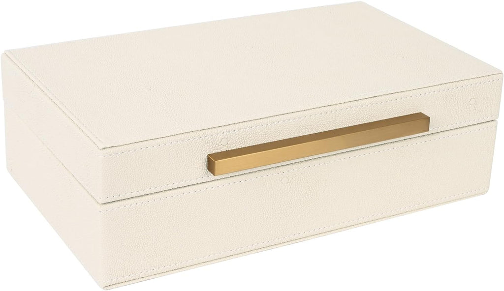 Beige Shagreen box Faux Leather Decorative Boxes,Keepsake And Memory Storage Decorative Boxes with Lids for Modern