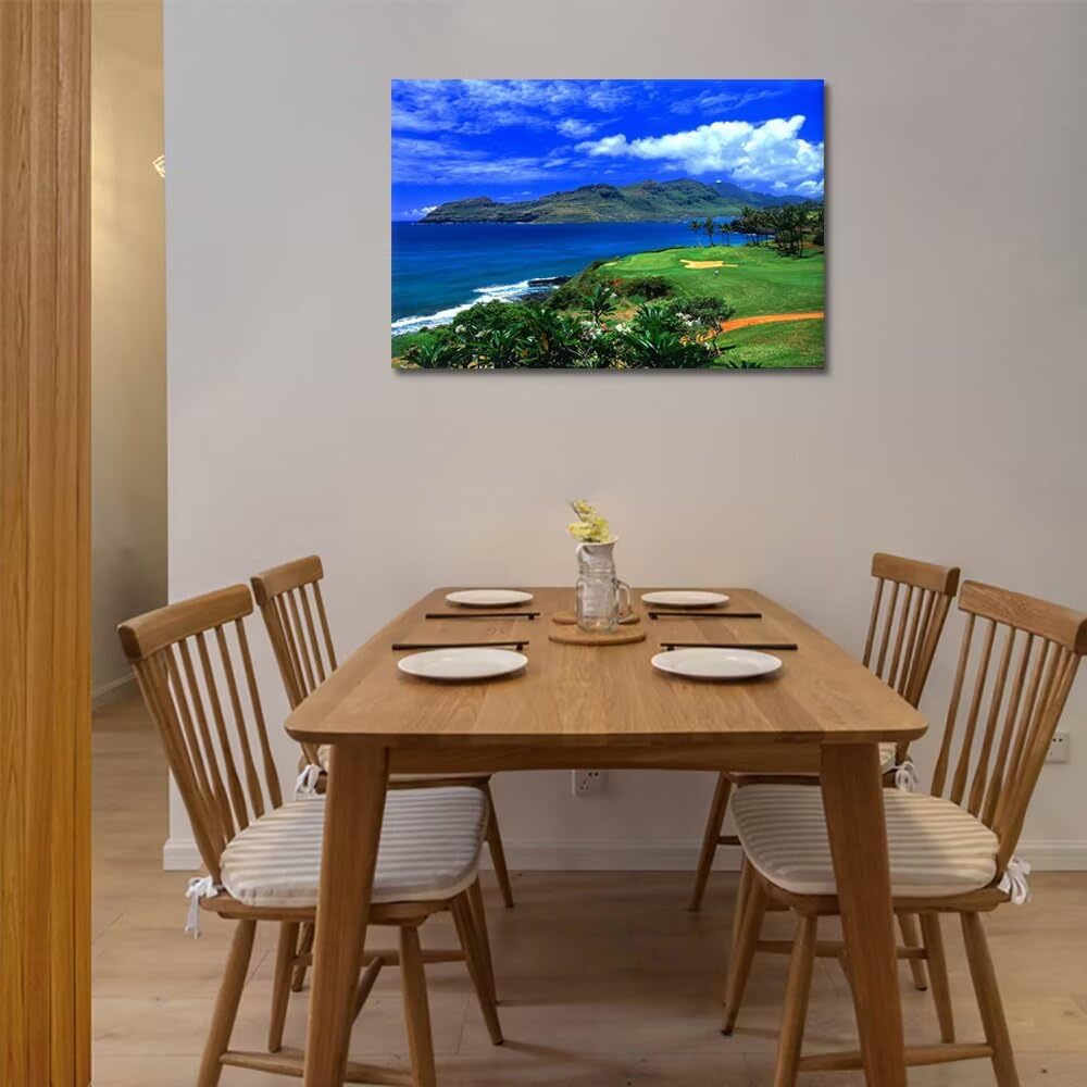 Lagoons Golf Course Wall Art Bedroom Bathroom Home Decoration Hawaii Ocean Golf Course Picture Poster Canvas Prints