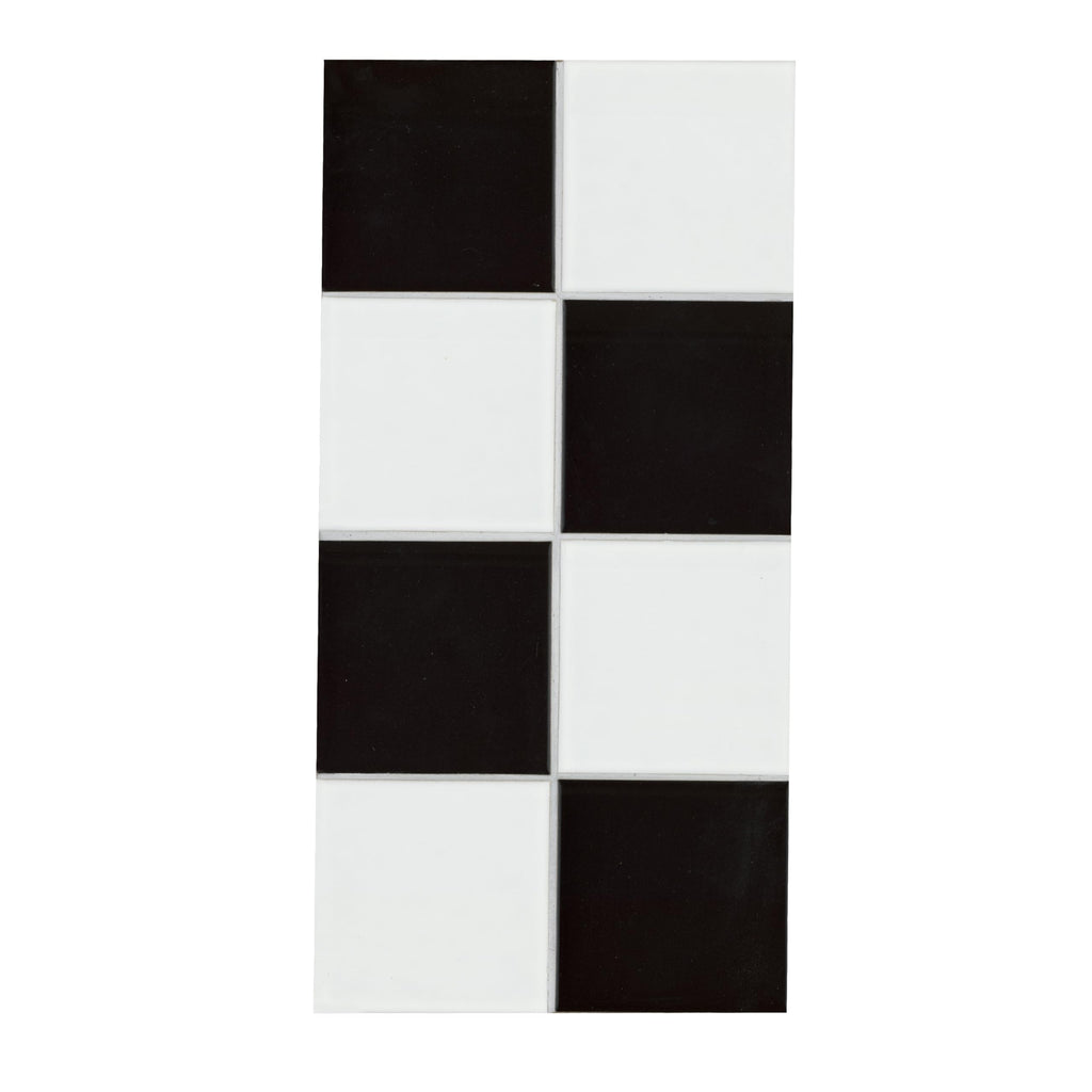 Porcelain Tile | White and Black Checkered | 8" x 16"