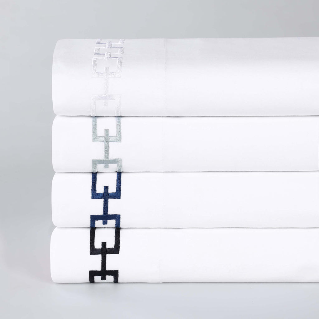 Embroidered Cotton Bed Sheet Set, 1 Elastic Deep Pocket Fitted Sheet, 1 Flat Sheet, 1 Pillowcase, Daily Soft Sheets