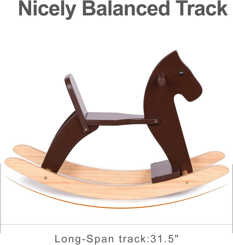 Wooden Rocking Horse, Boy and Girs Ride-On Toy with Foot Pedal