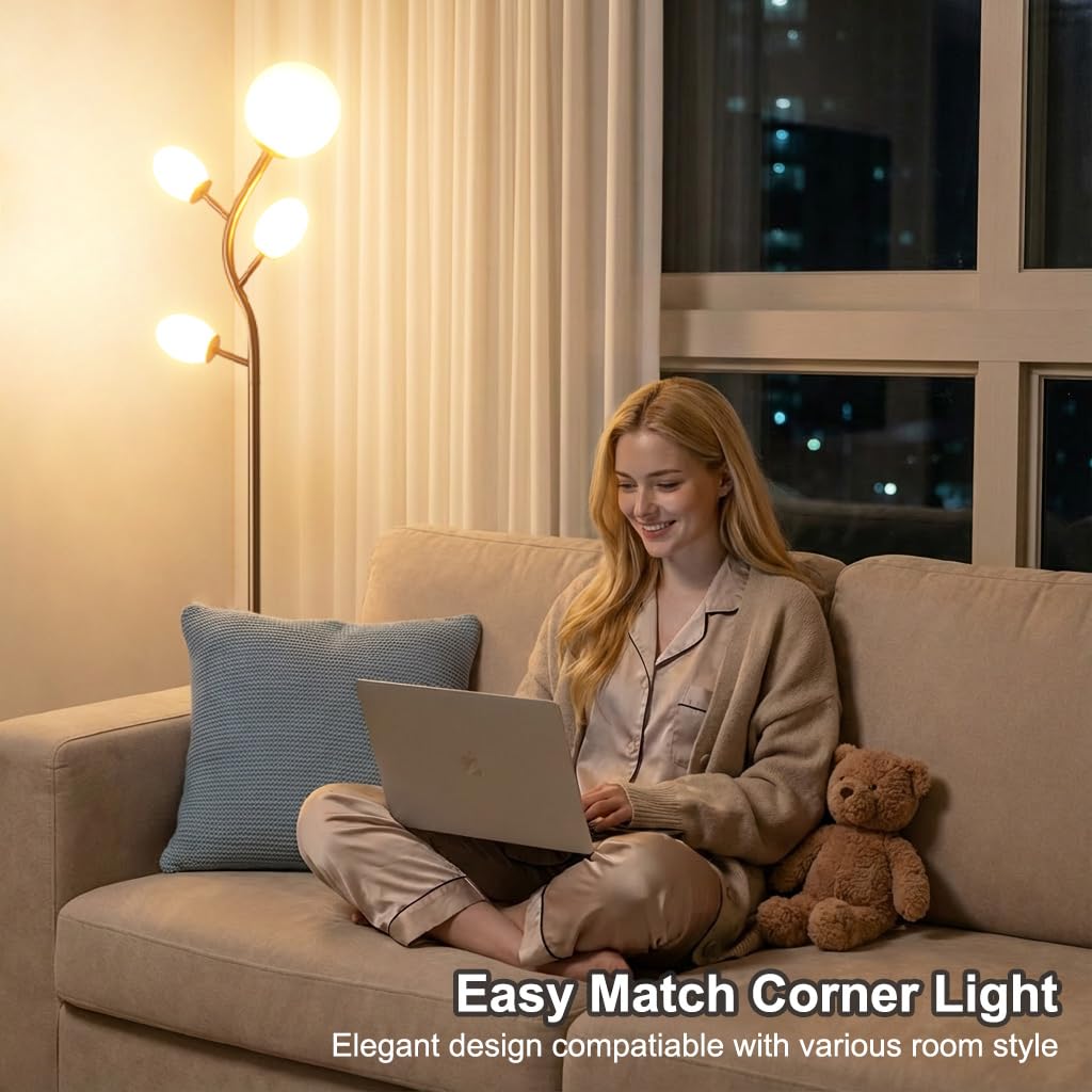 4 Globe Floor Lamp, Mid Modern Standing Tree Lamp