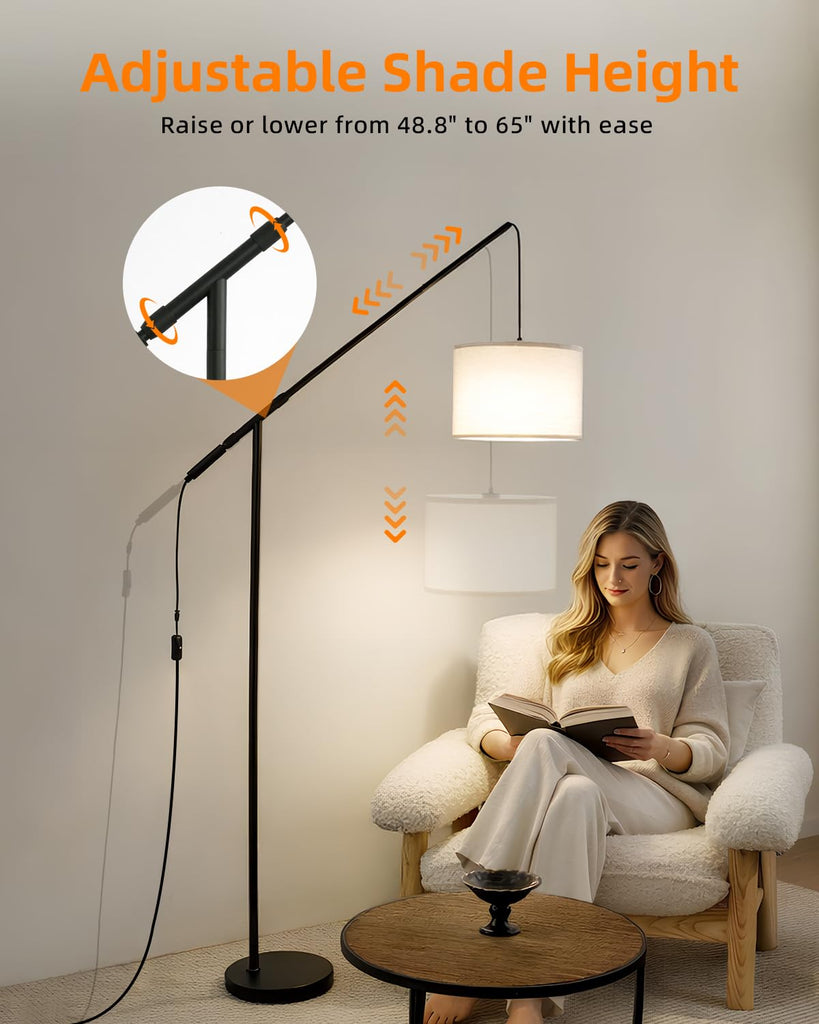 Arc Floor Lamp with Remote Control, LED Reading Light