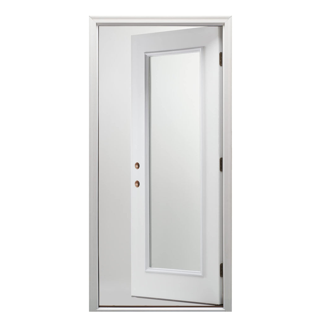 Fiberglass Smooth Primed, Right Hand in-Swing, Prehung Front Door, Full Lite, Clear Glass, 30" x 80"