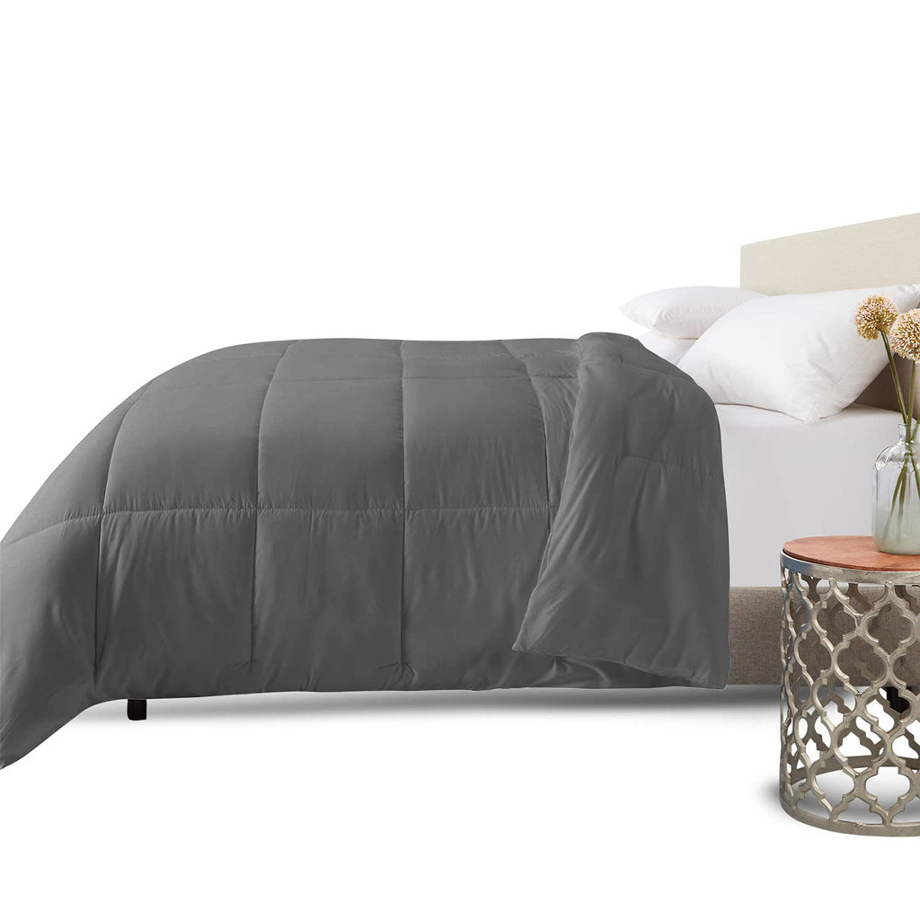 Comforter - All Season Down Alternative Bedding Comforter/Duvet Insert, Ultra Soft, Box Stitched. King Size, Gray