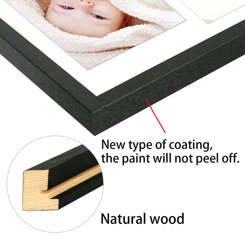 5x7 Collage Frame for 3 Openings Fit Picture Two 5x7 and One 6x8 Photos with Mat or 12x16 Inch without Mat, Collage