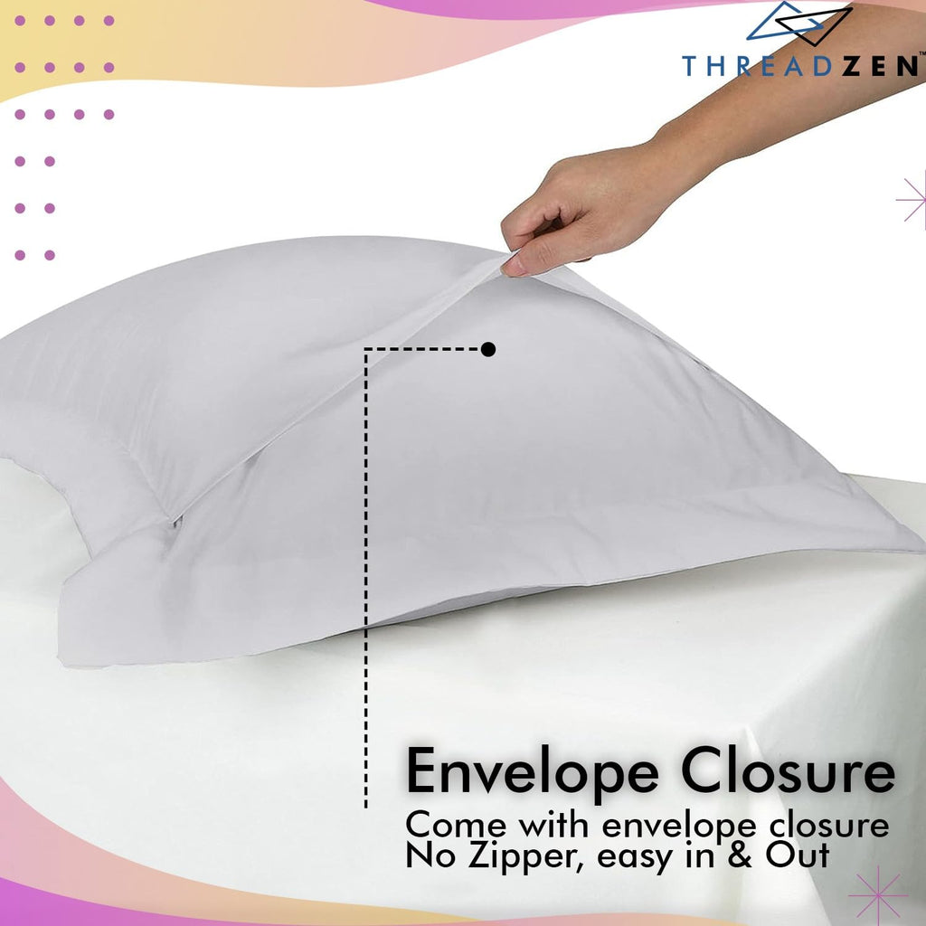 King Pillow Shams 20x36, Set of 2, 100% Egyptian Cotton, Silver Grey