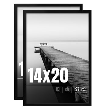 14x20 Picture Frame 2 pack, Display Pictures 14 x 20 Poster Frame, 14x20 Black Photo Frame with HD Plexiglass
