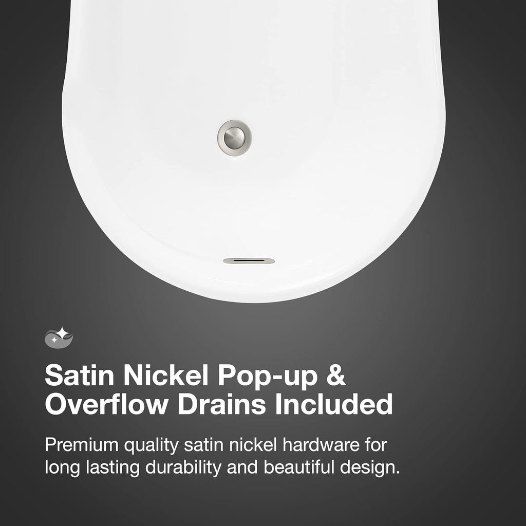 Isaac 58 in. Seamless White Acrylic Freestanding Slipper Bathtub
