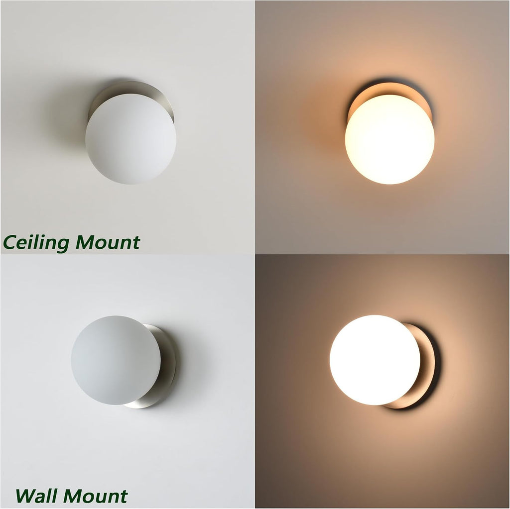 Bathroom Vanity Light Fixtures, Modern 4 Lights Globe Wall Sconce Lighting Brushed Nickel, Porch Wall Mount Light
