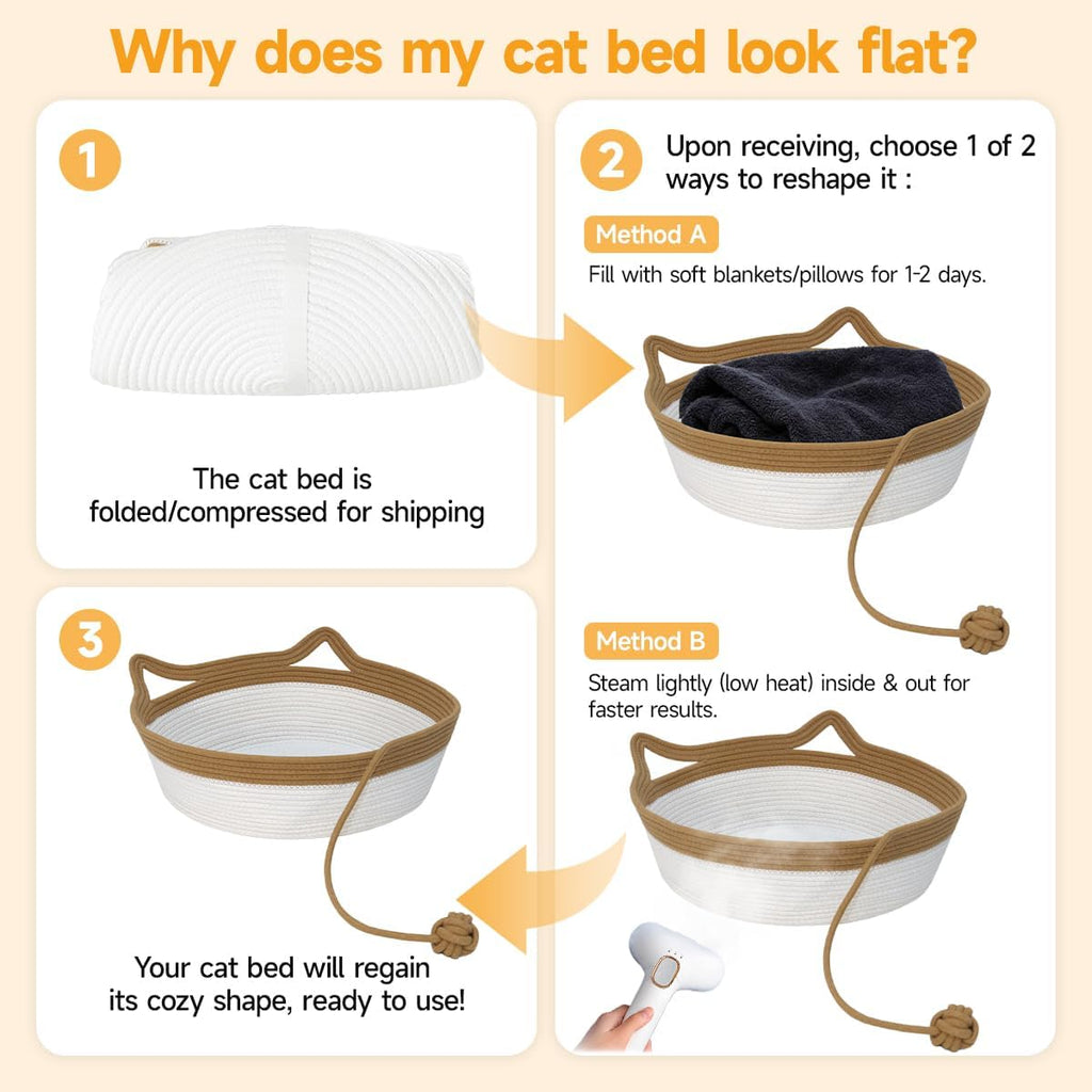 Cat Bed, Cotton Rope Instinct Basket for Cats, Handwoven Cat Beds