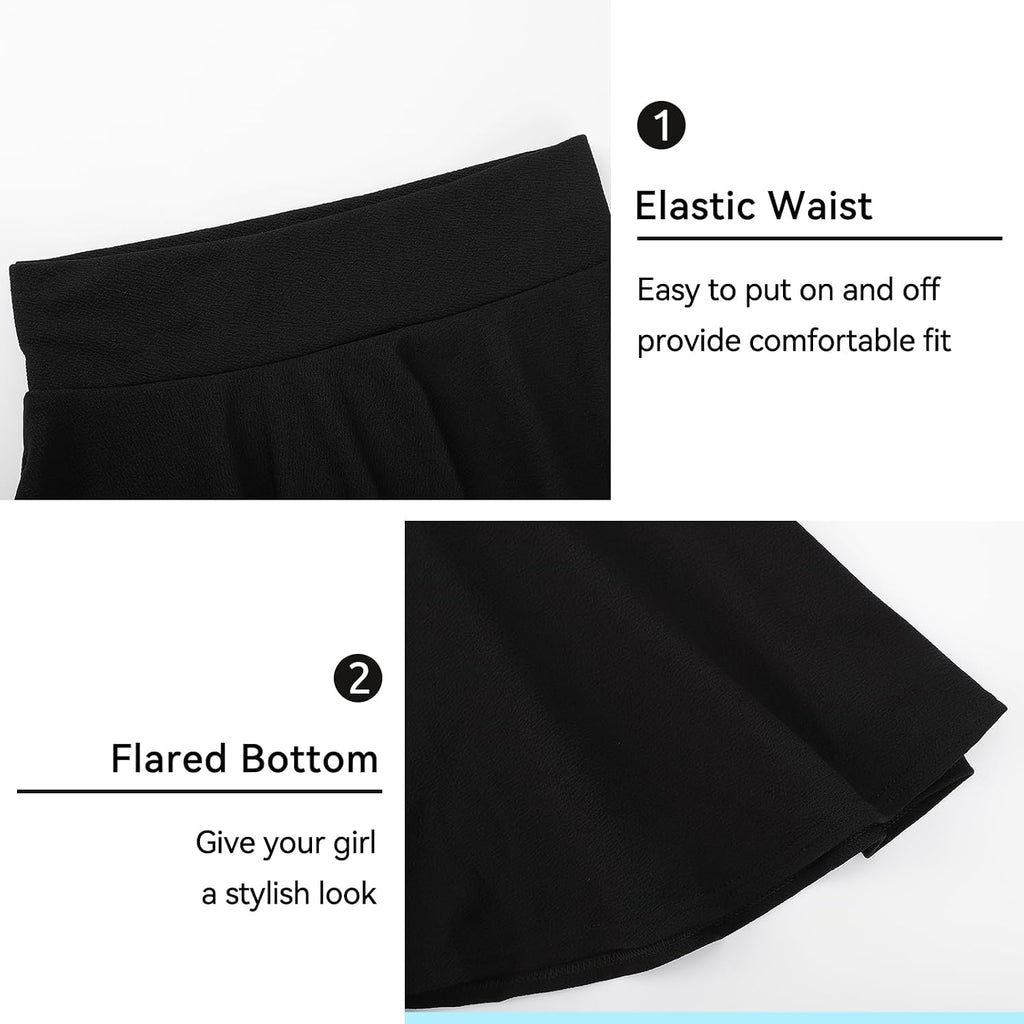 Girls Casual Mini High Waist Flared Pleated Skater Uniform Skirts
