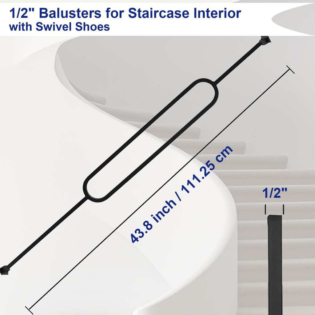 8-Pack Oval Balusters for Staircase 44''x1/2'' Square Balusters