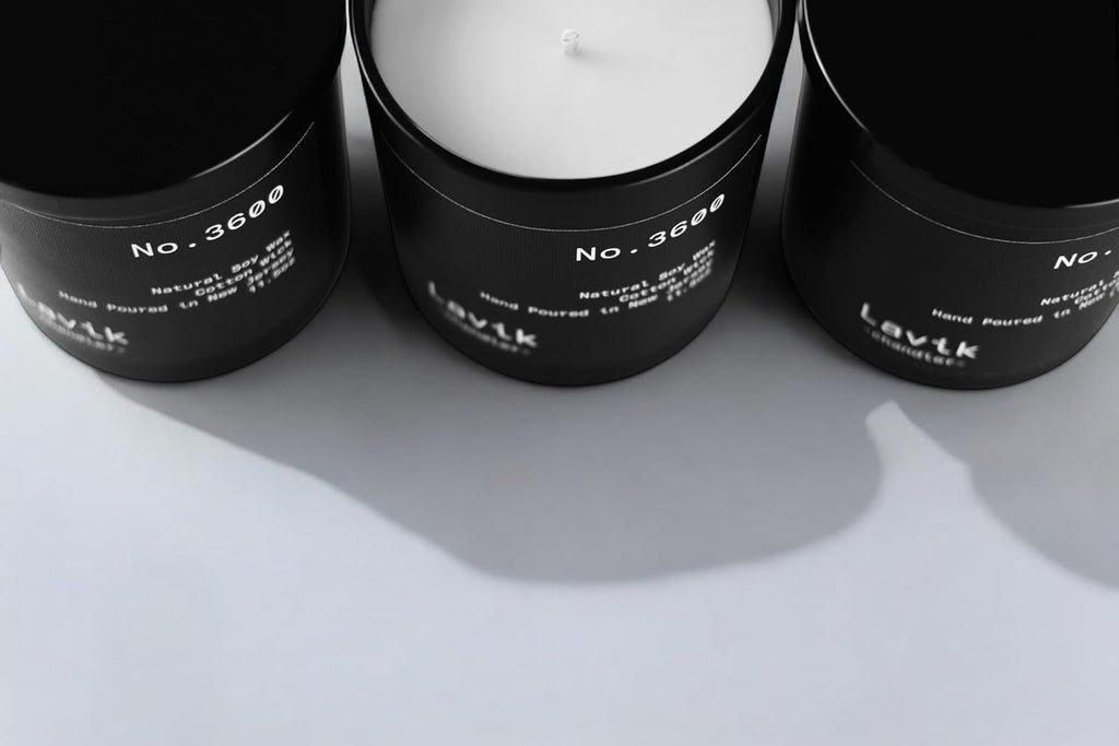 Luxury 11.50oz Scented Candle with grounding Base Notes of Birch, Cedarwood, Musk, Oakmoss, and Patchouli. Natural - Set of 115