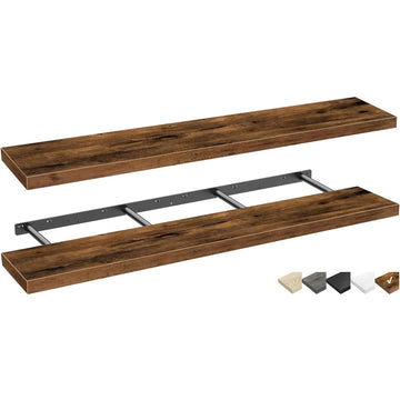 Extra Long Floating Shelves for Wall (Brown, Set of 2, 55.1")