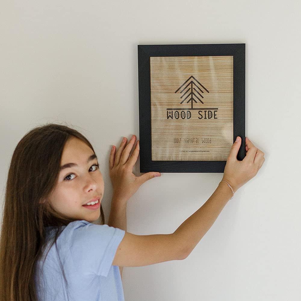Rustic Wooden Poster Picture Frame 11x17 - Natural Solid Eco Distressed Wood for Wall Mounting Photo Frame - Charcoal