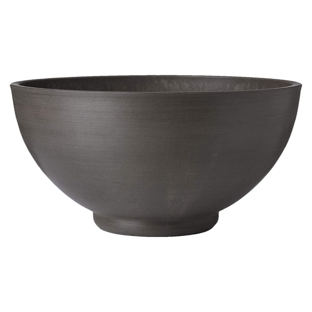 15x8 inch Plastic/Stone/Wood Composite Square Planter - No Drainage Hole (Drillable), Simplicity Bowl, Dark Charcoal