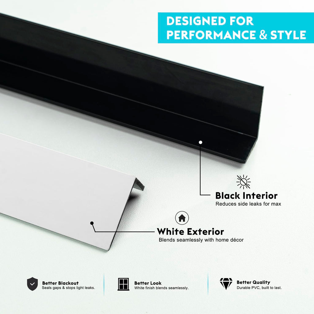 Light Gap Blockers for Window Shades and Blinds, Blackout Light Blocking Strips to Reduce Side Light Leakage, L Shape