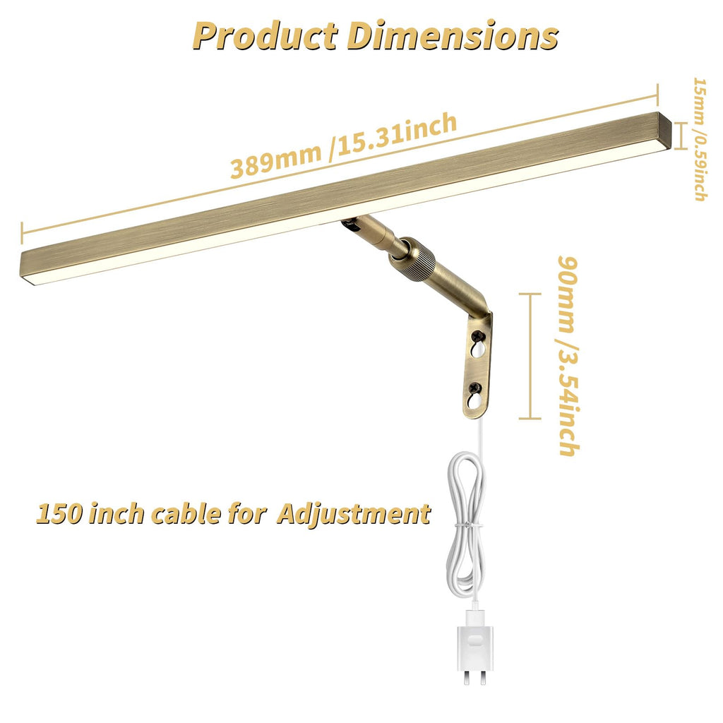 LED Picture Lights for Paintings Plug in, 16 Inch 4W Adjustable Art Light Gallery Wall Light for Display Art Work