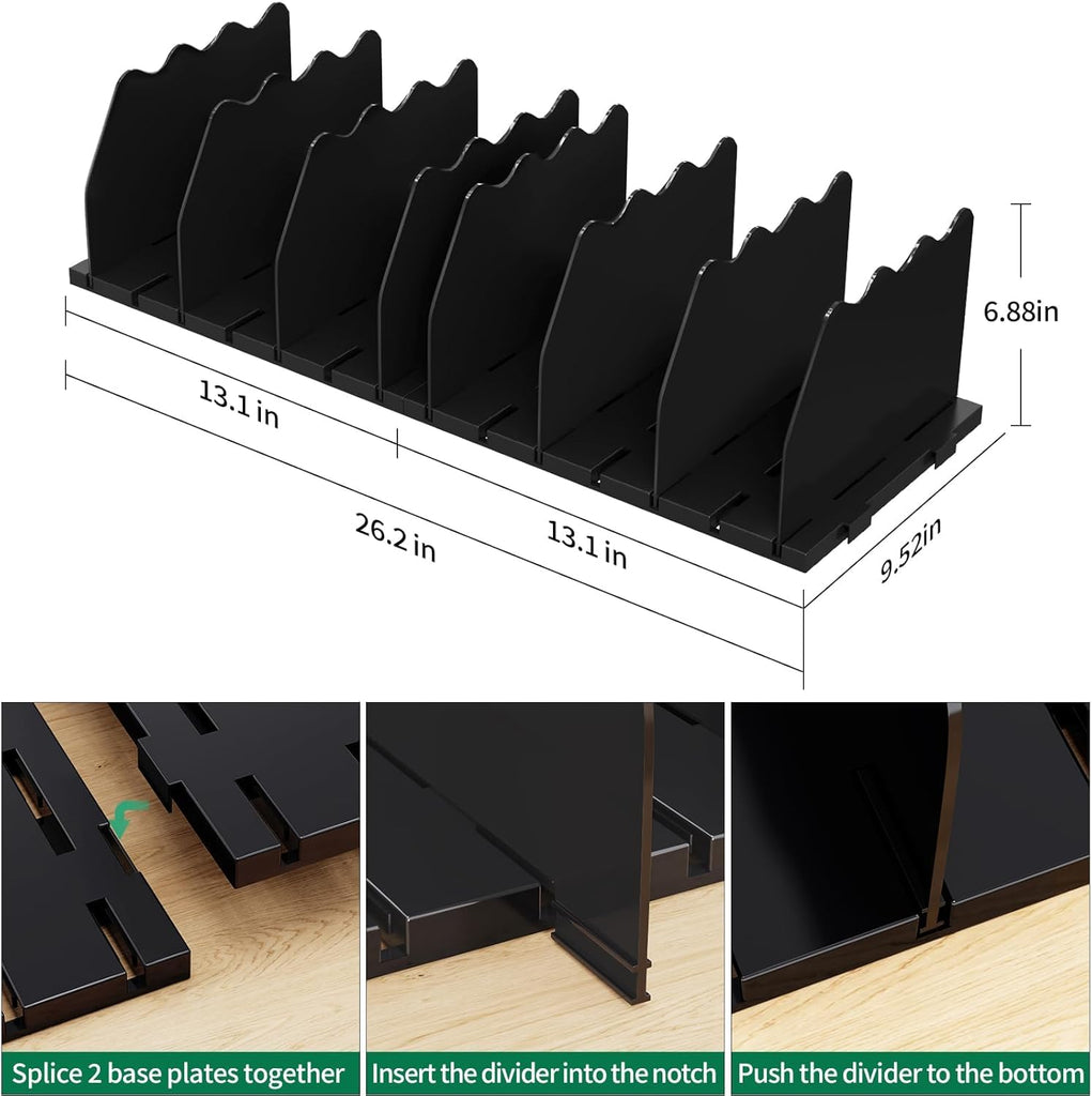 Shelf Divider for Closet, 2 Pcs Adjustable Purse Organizer, Black
