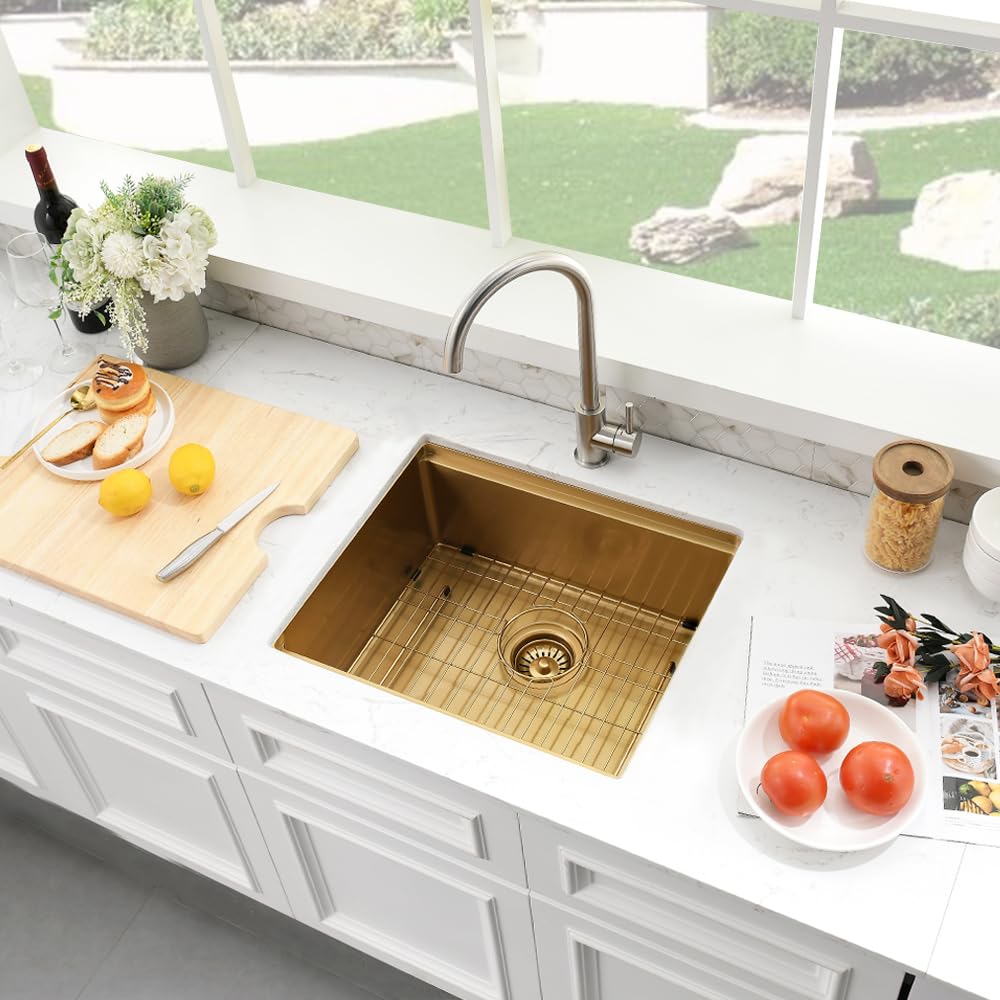 Gold Undermount Bar Sink, 21 x 18 Inch