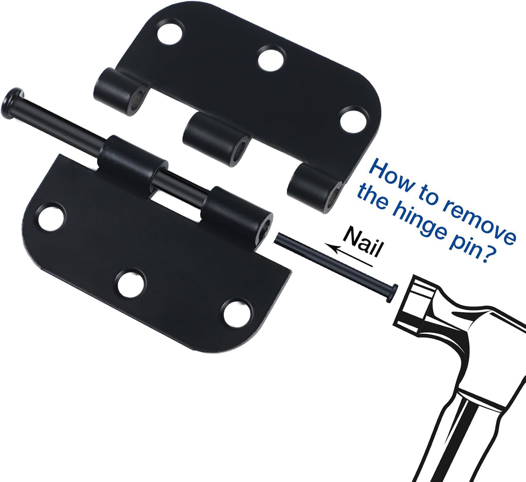 12 Pack 3 Inch Hinges Rounded Matte Black Door Hinges Interior Door Hinges Black Matte 3 Inch Door Hinge 5/8" Radius