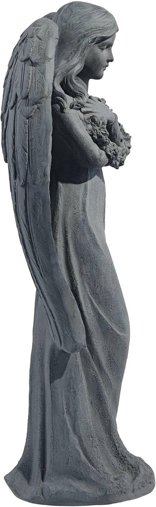 Standing Angel 25" High Faux Greystone Indoor-Outdoor Statue | Sculpture Catholic Religious English Decor Garden