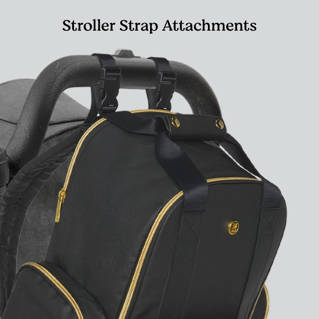 Unisex-adult Signature Hug Pack Diaper Backpack, Black Leather, One Size