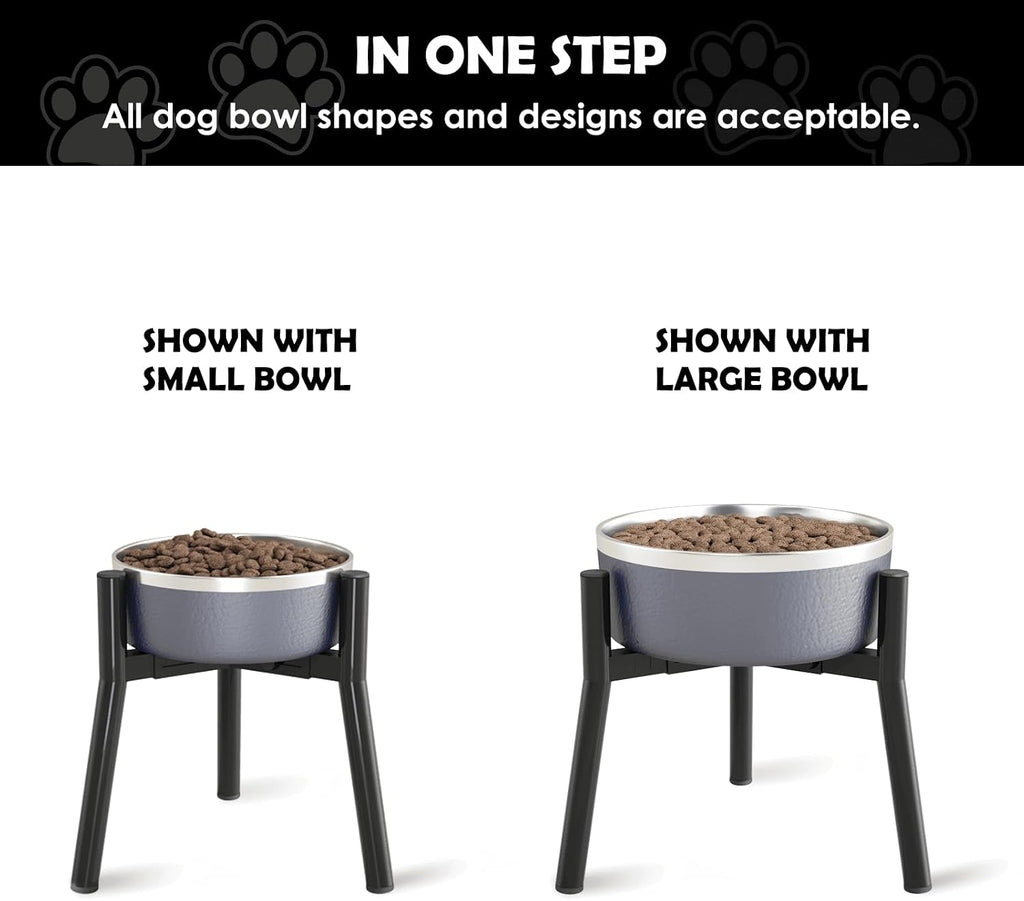 Adjustable Dog Bowl Stand, Tall Elevated Feeder for 7-10.6" Bowls, Metal Single Raised Holder, 11" Tall (Bowl Not