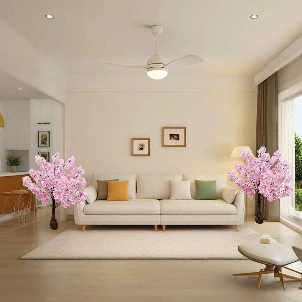 Artificial Cherry Blossom Tree 3.6ft -2 Pack Pink Faux Cherry Tree for Wedding Backdrop, Party Decoration, Home