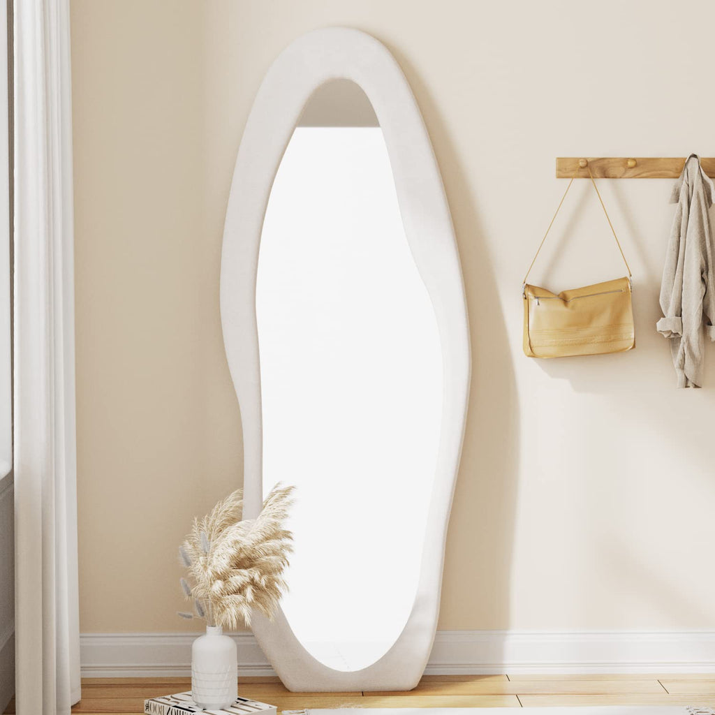 Full Length Mirror, 63"x 24" Irregular Floor Body Mirror (White)