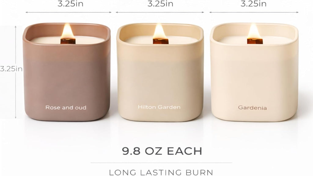 Premium Scented Soy Candles Gift Set | Nature's Bloom Collection - Gardenia, Hilton Garden and Rose & Oud - Set of 3