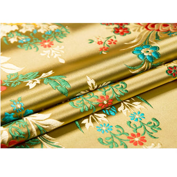 Satin Faux Silk Fabric Floral Brocade Dress Clothes Cheongsam Tang Suit DIY Retro 75Cmx50cm, C