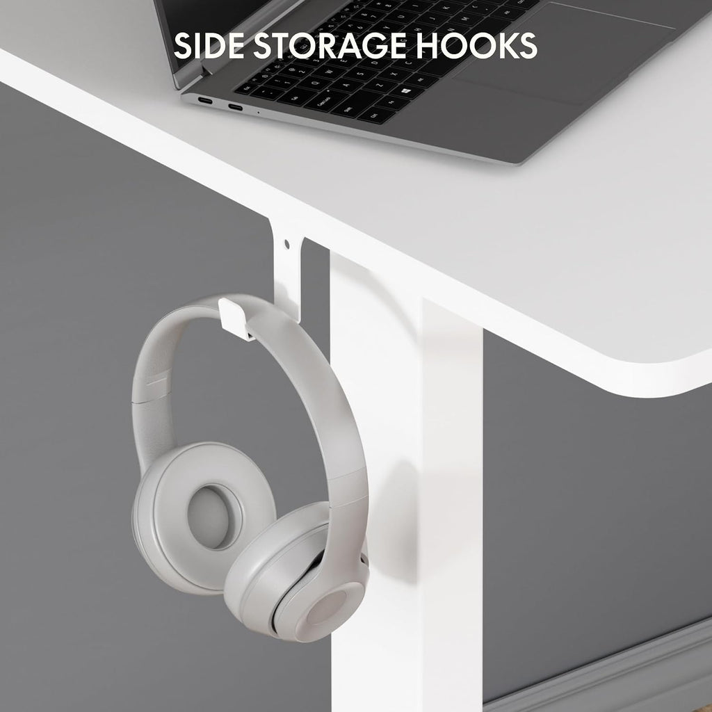 EN1 Height Adjustable Standing Desk Frame, White | Memory Controller, Electric Sit Stand Desk Base, Home and Office