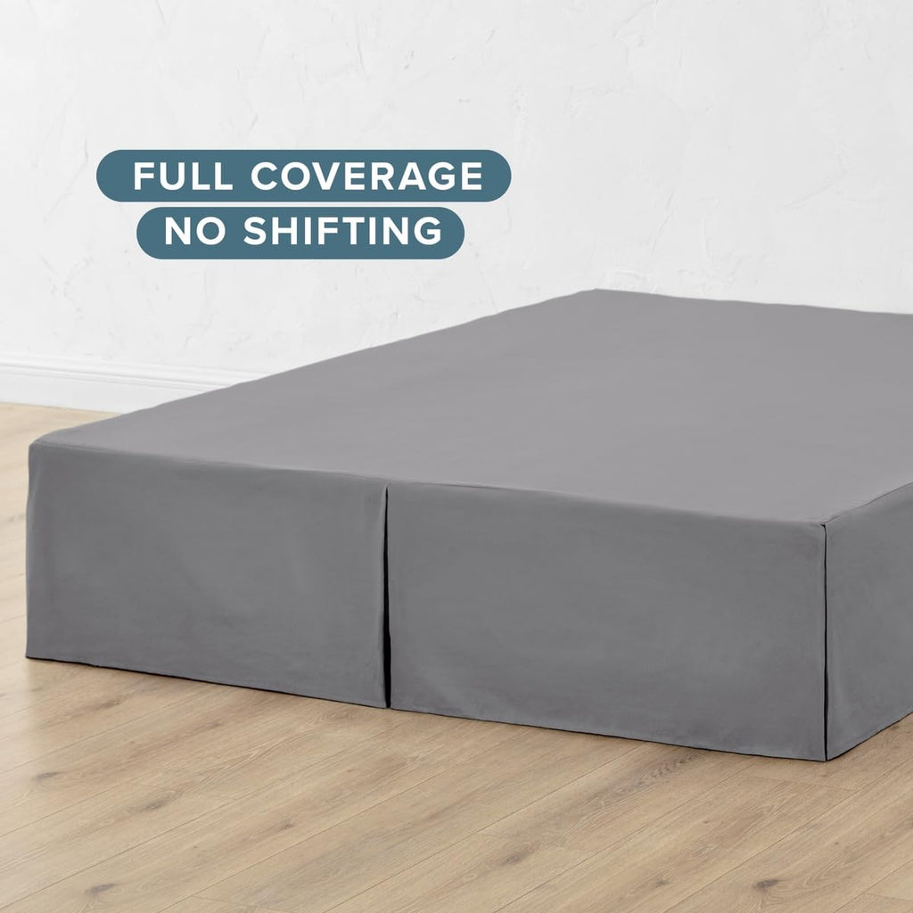 Bed Skirt 15-Inch Drop 1800 Ultra-Soft (, Grey)
