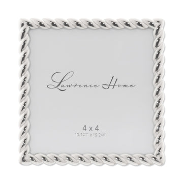 Metal Frame, Rope Design, Silver, 4x4 Square