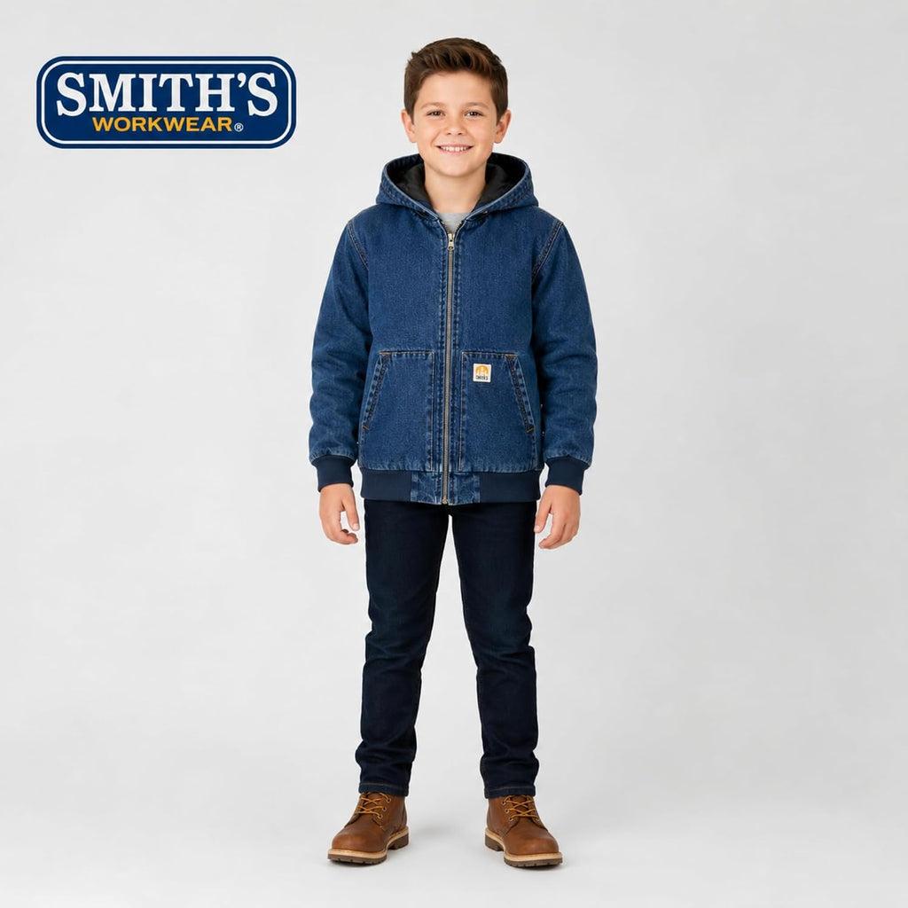 Boys Winter Coat, Insulated Canvas Hooded Jacket Full Zip