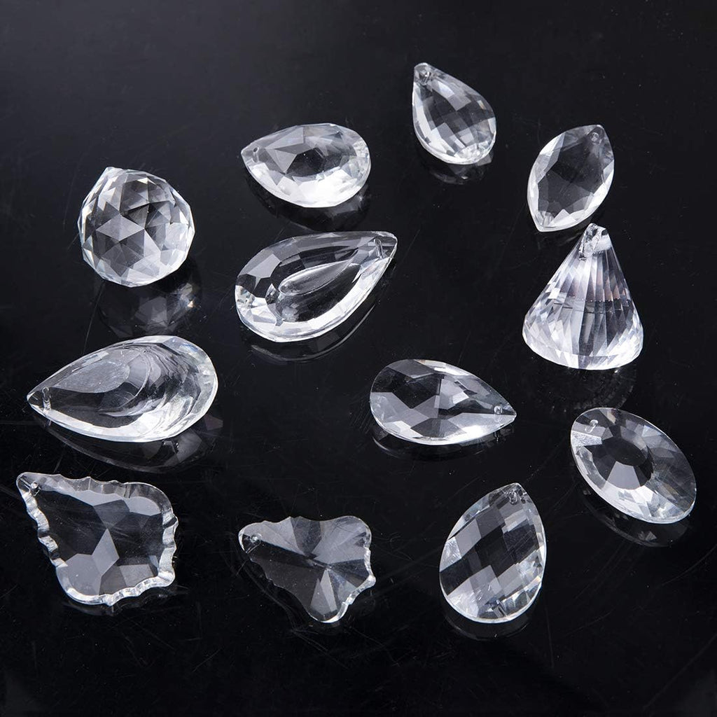 12 Pcs Clear Crystal Prism Pendants Chandelier Lamp Parts Suncatcher Decor - Clear Prism Pendants Chandelier Lamp