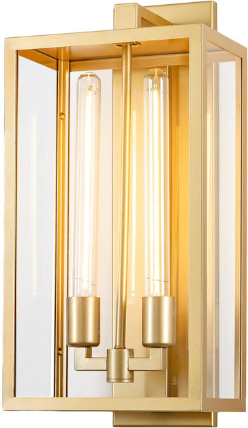 21" Large Gold Outdoor Wall Lantern, IP65 Waterproof Modern Porch Light