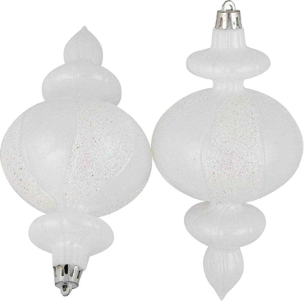 8-Count White Shatterproof Finial Christmas Ornaments, 6"