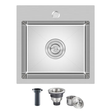18"x18" Drop in Topmount Kitchen Sink, 304 Stainless Steel Brushed